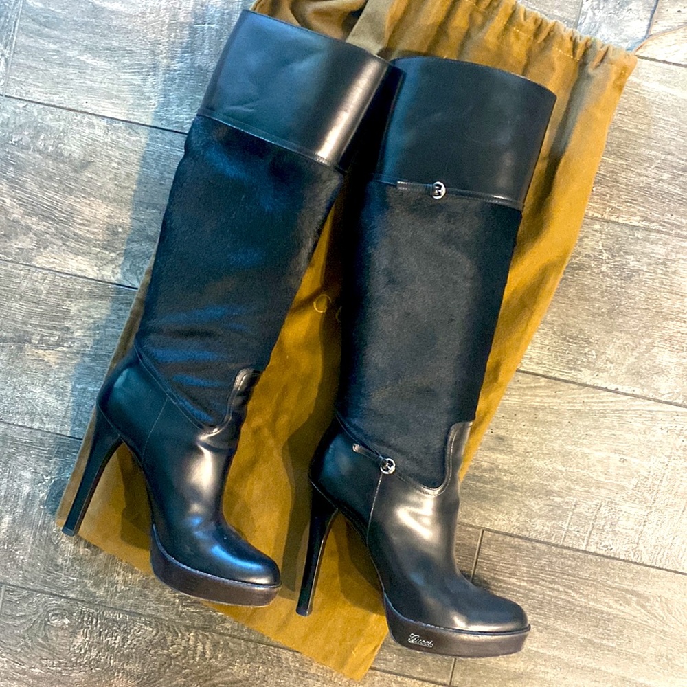 Gucci Leather and Ponyhair Platform 39
